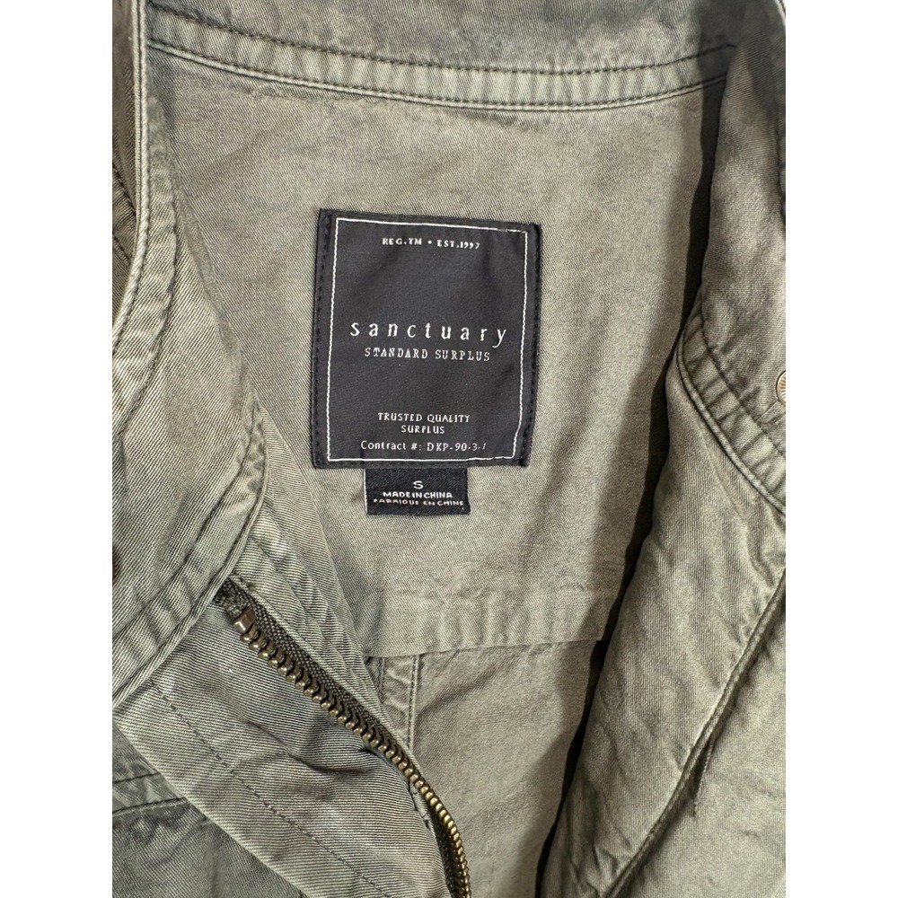 Sanctuary Utility Jacket Women's Small Zip-up 4-Pocket Elastic Waist Military - Picture 3 of 11